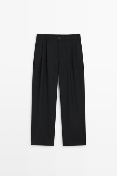 Massimo Dutti Штаны свободного кроя с двойными защипами