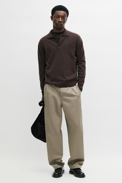 Massimo Dutti Брюки свободного кроя из замши с передними стрелками