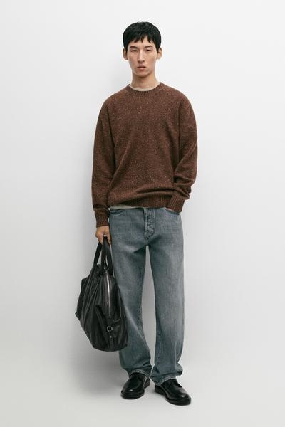 Massimo Dutti Пуловер из шерстяной ткани с меланжевым эффектом