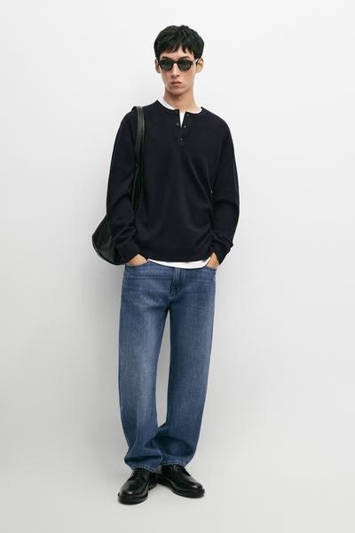Massimo Dutti Свитер из шерстяной смеси с воротником-хенли