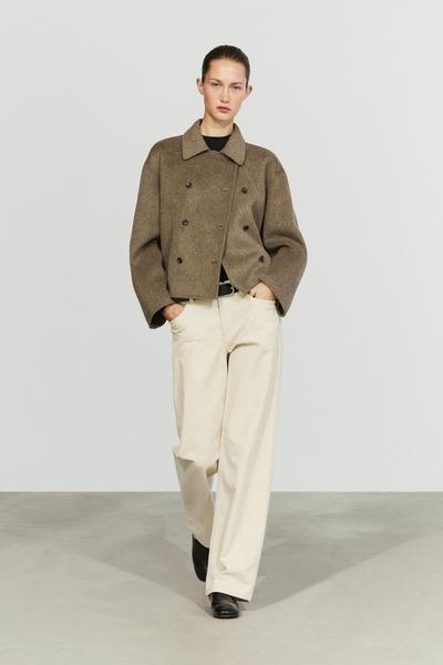 Massimo Dutti Короткое пальто-тренч из шерстяной смеси