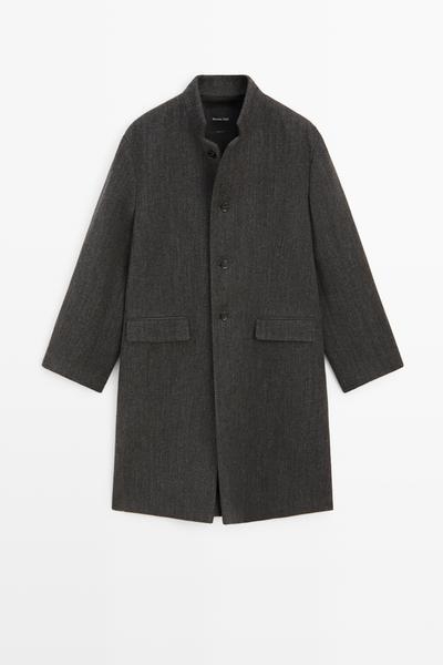 Massimo Dutti Пальто с высоким воротником из шерстяной смеси