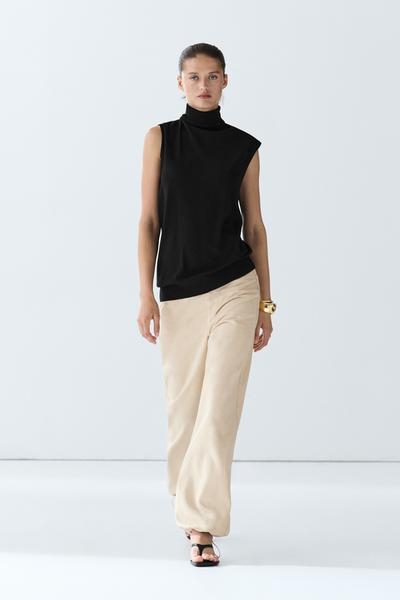 Massimo Dutti Топ с асимметричным подолом и воротником-гольф