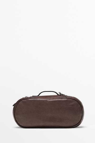 Massimo Dutti Овальная косметичка из кожи наппа