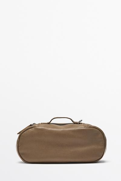 Massimo Dutti Овальная косметичка из кожи наппа