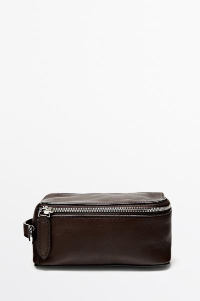 Massimo Dutti Прямоугольная косметичка из кожи наппа