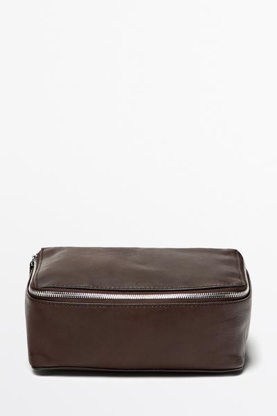 Massimo Dutti Прямоугольная косметичка из кожи наппа
