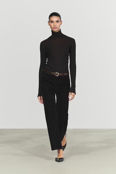 Massimo Dutti Джинсы клеш средней посадки с укороченной длиной с велюровым напылением