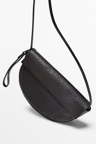 Massimo Dutti Сумка-полумесяц из текстурированной кожи наппа