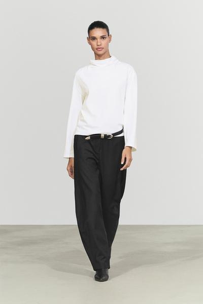 Massimo Dutti Футболка с драпированным воротником из 100% хлопка