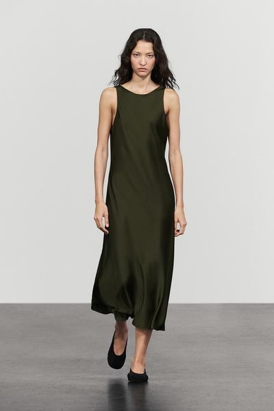 Massimo Dutti Сатиновое миди-платье