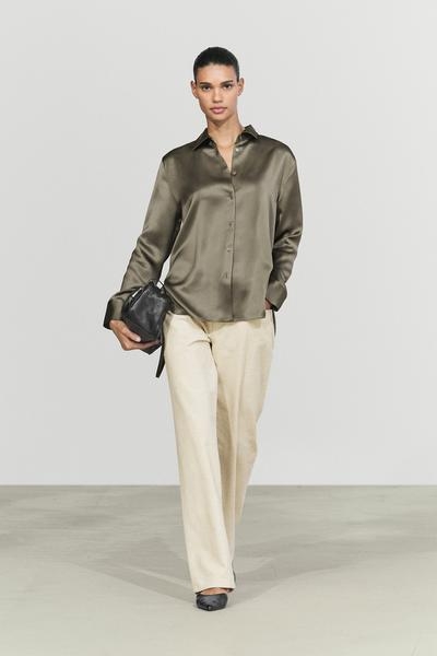 Massimo Dutti Распускающаяся сатиновая рубашка