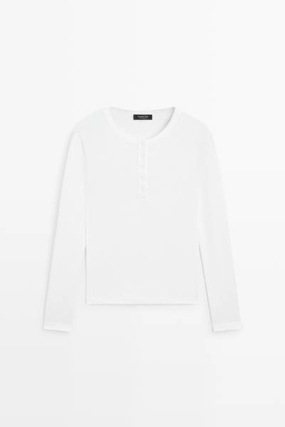Футболка с длинным рукавом henley из 100% хлопка- Заказать в России