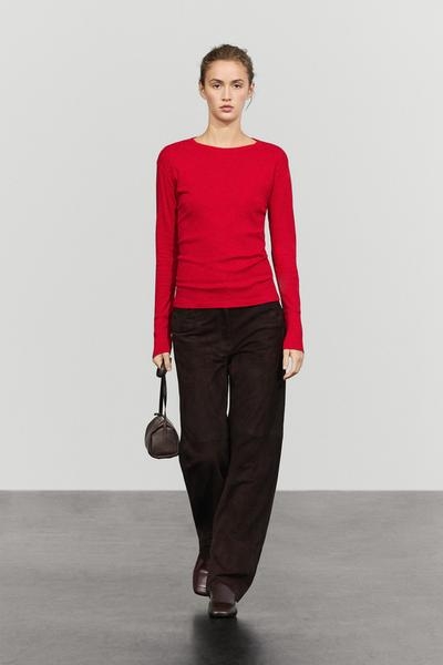 Massimo Dutti Футболка с длинным рукавом и деталями манжеты