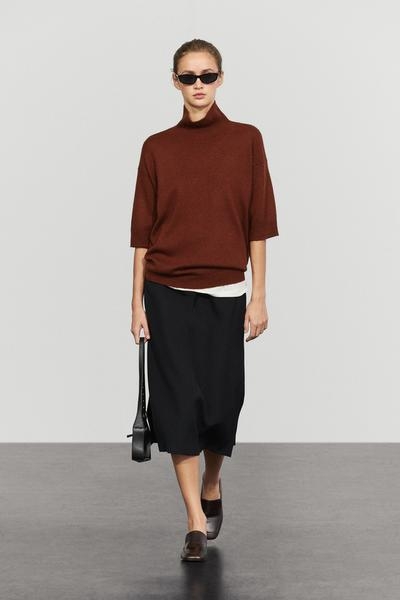 Massimo Dutti Вязаный шерстяной свитер с имитацией водолазки