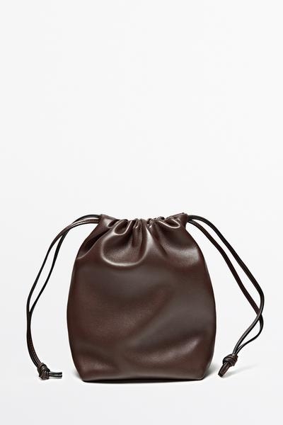 Massimo Dutti Сумка-ведро из кожи наппа