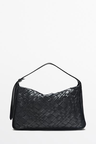 Massimo Dutti Средняя сумка из плетеной кожи наппа купить с доставкой.