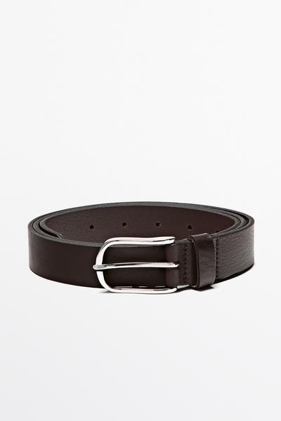 Massimo Dutti Ремень из кожи наппа с овальной пряжкой