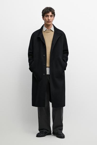 Massimo Dutti Пальто с высоким воротником из шерстяной смеси купить с доставкой.