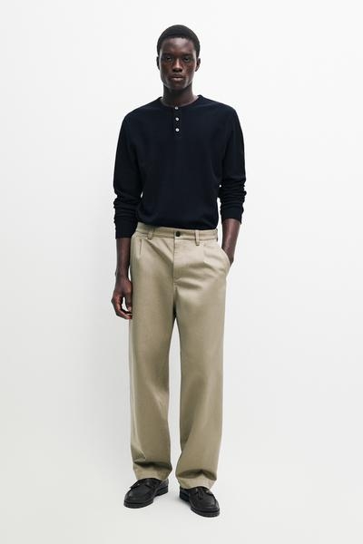 Massimo Dutti Футболка-хенли из хлопкового микса