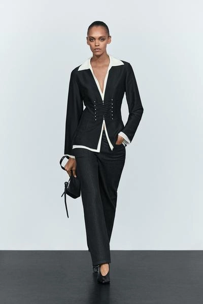 Massimo Dutti Рубашка с двойным слоем и пуговицами