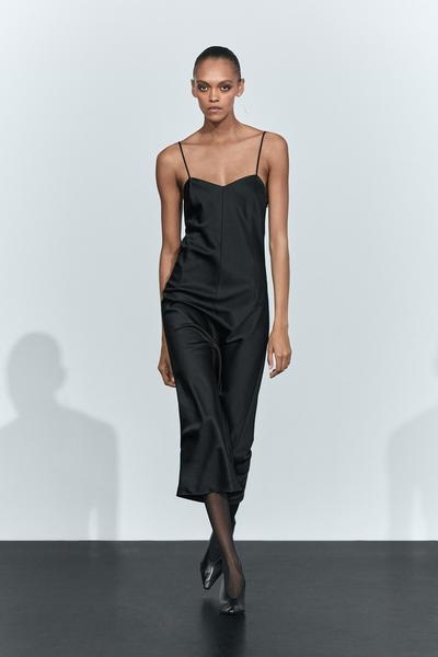 Massimo Dutti Платье миди с тонкими бретелями купить с доставкой.