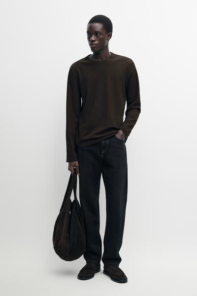 Massimo Dutti Футболка с длинными рукавами из хлопкового микса с двойной отделкой
