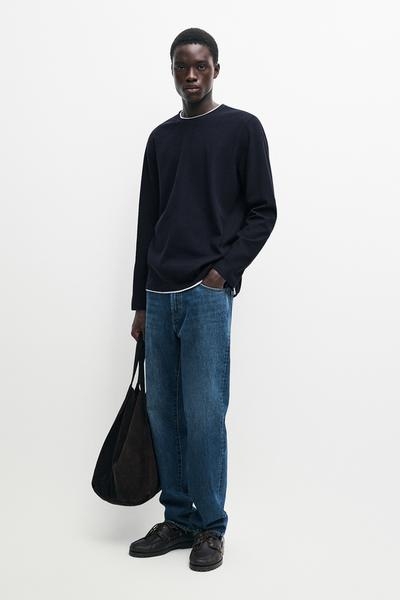 Massimo Dutti Футболка с длинным рукавом из хлопковой смеси с двойной окантовкой