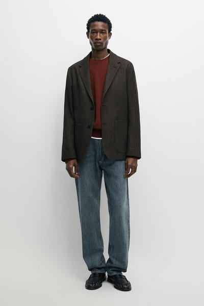 Massimo Dutti Пиджак из шерстяной смеси с узором елочка MASSIMO DUTTI купить с доставкой.