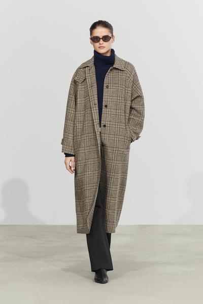 Massimo Dutti Тренч с клетчатым узором из шерстяной смеси купить с доставкой.