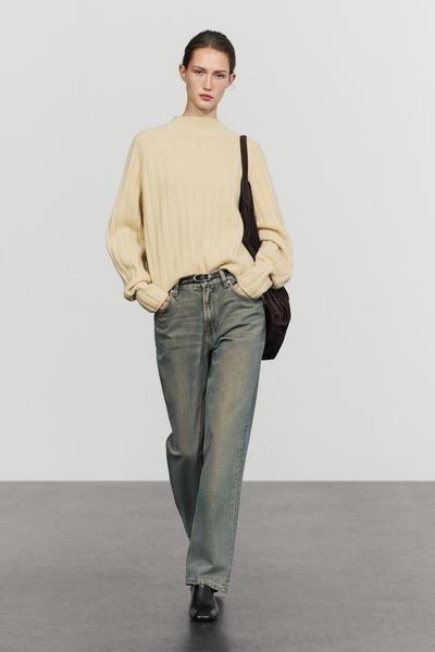 Massimo Dutti Свитер с воротником стойкой из 100% шерсти