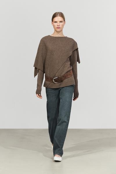Massimo Dutti Вязаный свитер в стиле кейп из 100% шерсти купить с доставкой.