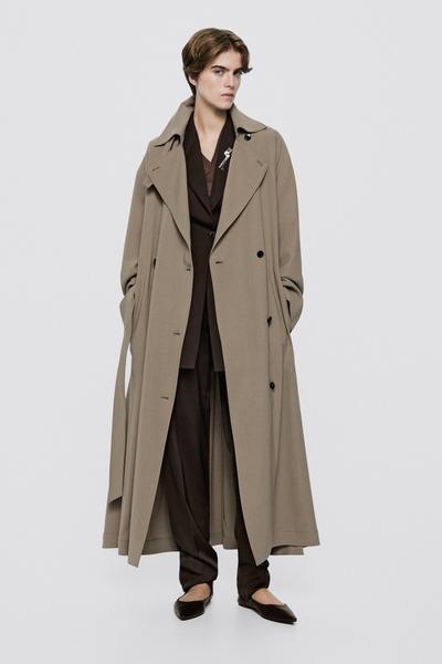 Massimo Dutti Длинное свободное шерстяное тренч-пальто - ограниченная серия купить с доставкой.