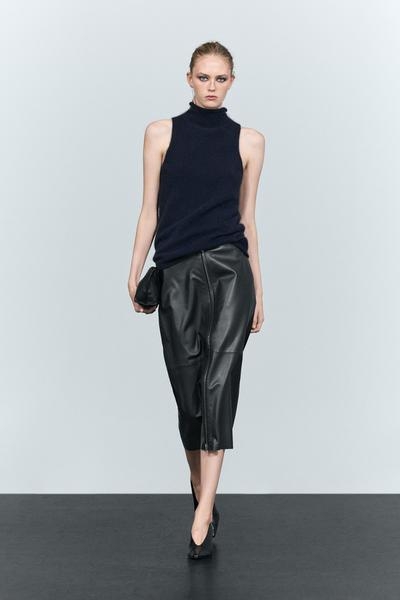Massimo Dutti Вязаный топ с высоким воротником купить с доставкой.