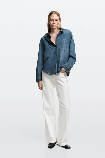 Massimo Dutti Джинсовая рубашка с деталью на плече
