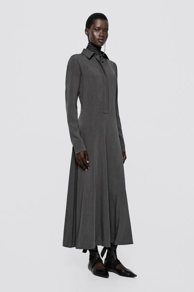 Massimo Dutti Платье-рубашка из струящейся шерстяной ткани - лимитированная коллекция купить с доставкой.