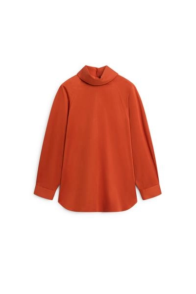 Рубашка oversize из хлопкового поплина с высоким воротником - ограниченная серия
