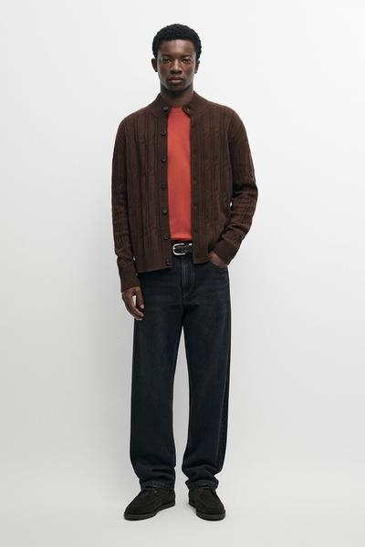 Massimo Dutti Кардиган вязаный с косами из шерстяной смеси