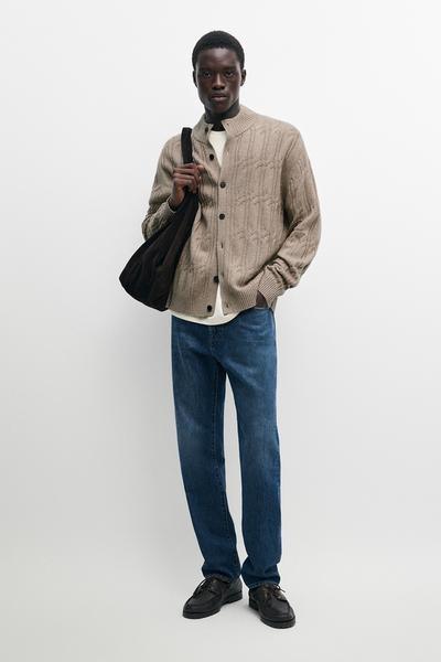 Massimo Dutti Кардиган в рубчик из шерстяной смеси