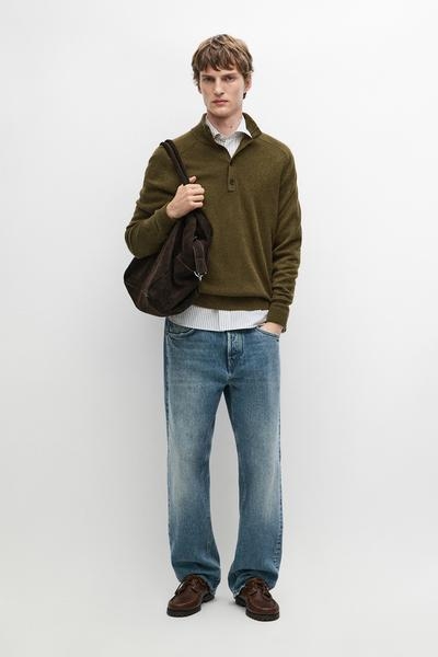Massimo Dutti Вязаный свитер с имитацией воротника из шерстяной смеси