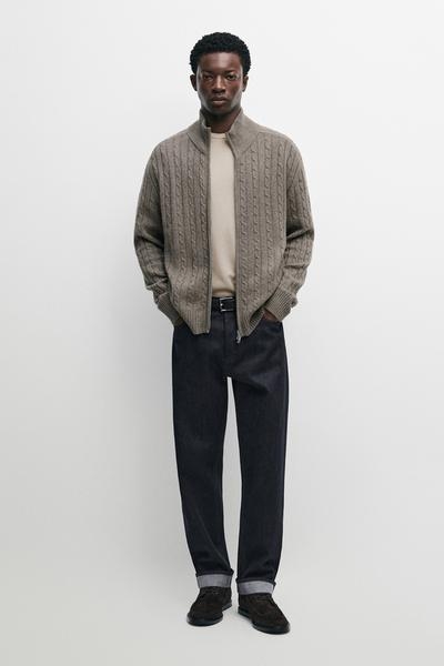 Massimo Dutti Вязаный кардиган из смесовой шерсти с косами купить с доставкой.
