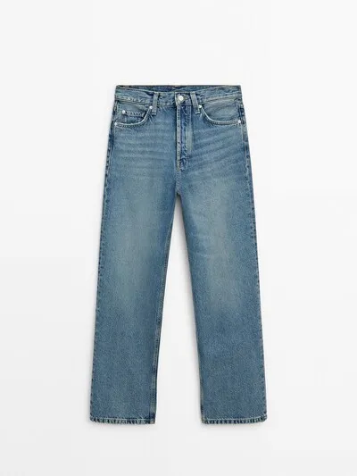 Джинсы прямого кроя с эффектом стирки- Заказать в России