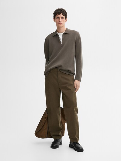 Massimo Dutti Пуловер вязаный джемпер поло с горловиной на молнии