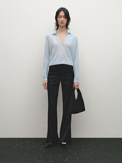 Massimo Dutti Атласные брюки-клеш с разрезами