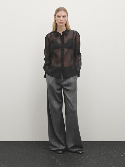 Massimo Dutti Легкая рубашка из смеси шелка шелковицы тутового цвета