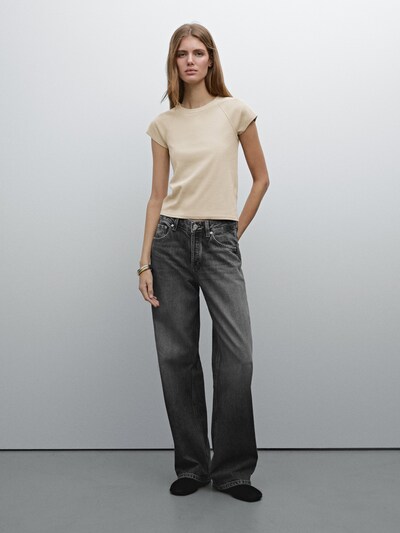 Massimo Dutti Хлопчатобумажная футболка с рукавом реглан