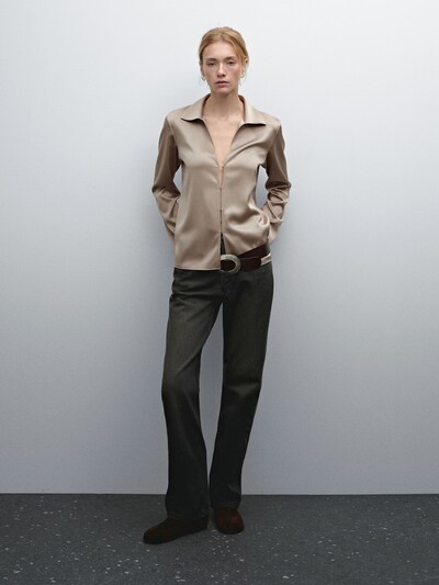 Massimo Dutti Струящаяся атласная рубашка с пуговицами