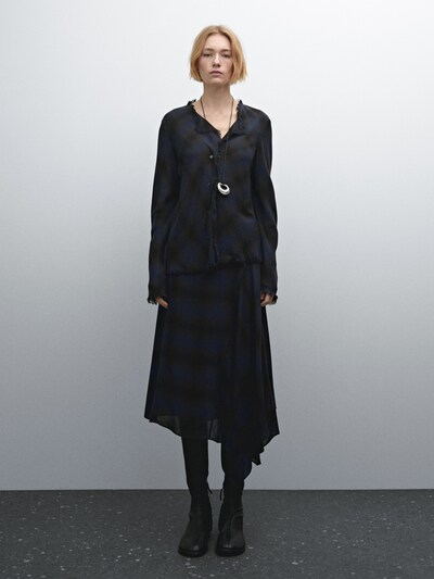 Massimo Dutti Рубашка в клетку с необработанным краем