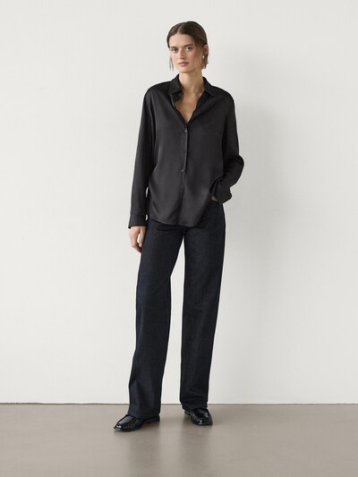 Massimo Dutti Атласная рубашка с длинным рукавом и вентиляционными отверстиями