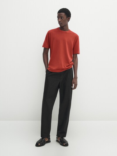 Massimo Dutti Трикотажная футболка с коротким рукавом из 100% хлопка